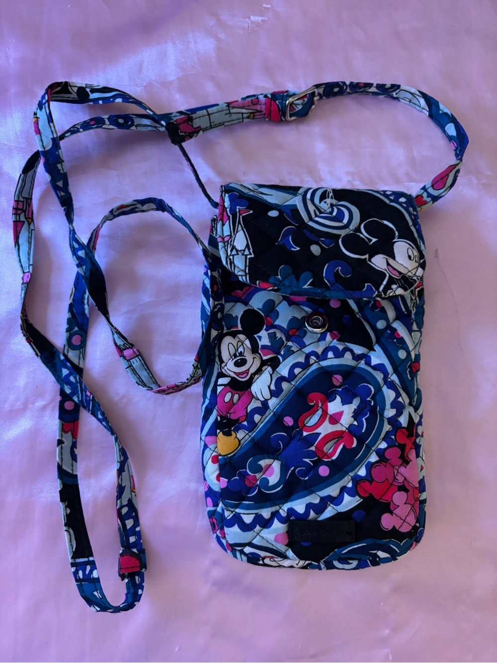 Vera Bradley Navy Blue Mickey Mouse Quilted Crossbody Phone Bag